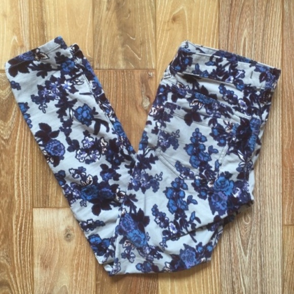 Free People 💐 blue floral corduroy jeans - Picture 2 of 7